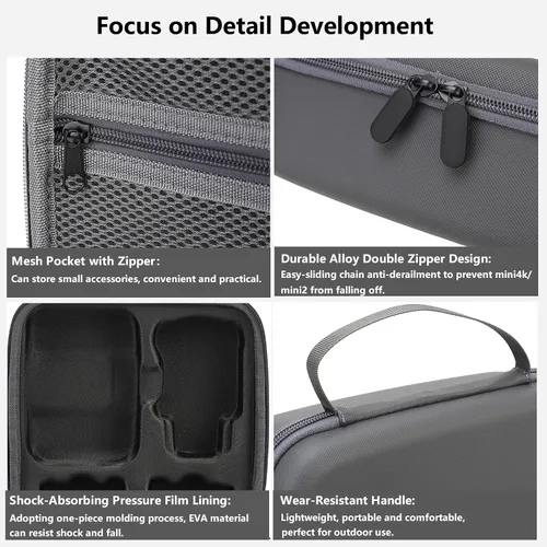 Vista 3 de Bolsa de almacenamiento para DJI Mini 4K-Hard Shell Estuche de transporte de viaje compatible con DJI Mini 4K/2/2 SE Drone y accesorios