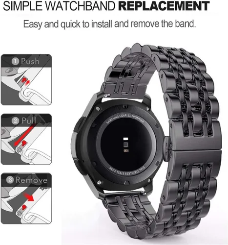 Vista 4 de Correa compatible con Samsung Galaxy Watch 6/6 Classic/Galaxy Watch 5/5 Pro / 4/4 Classic / 3 1.614 in / Active 2, correa de repuesto de metal