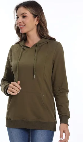 Vista 4 de Bearsland - Sudadera deportiva para mujer, con capucha y bolsillos, para maternidad y lactancia