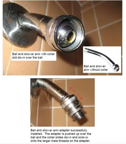 Vista 3 de Adaptador de brazo de ducha de extremo de bola Junta compatible con accesorios de repuesto macho Price Pfister Montaje de pieza de reparación