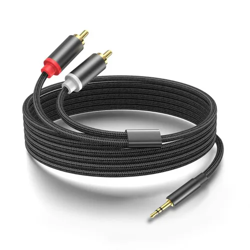 Vista 8 de Cable de 3.3 pies a RCA, chapado en oro, cable auxiliar estéreo de 1/8 macho a macho, adaptador divisor en Y para tabletas, altavoces, teléfonos