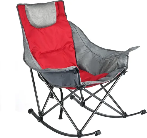 Vista 10 de SUNNYFEEL Silla Mecedora de Camping Paquete de 2, Silla Plegable de Jardín Extragrande para Exteriores con Bolsillo, Resistente