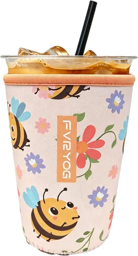 Vista 144 de Reusable Insulated Neoprene Iced Coffee Sleeves for Iced Coffee Cups, Coffee Coolies sleeves for Iced & Hot Drinks