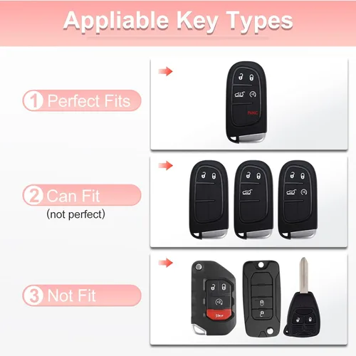 Vista 2 de Pangpai Funda para llavero rosa para Jeep, funda de protección de TPU suave con llavero brillante compatible con Jeep Grand Cherokee Renegade