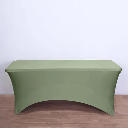 Vista 35 de Efavormart - Mantel rectangular de elastano elástico beige de 4 pies