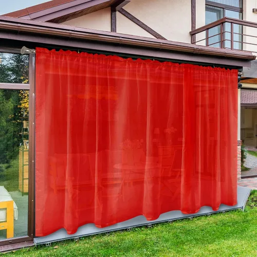 Vista 18 de SpaceDresser - Cortinas transparentes impermeables para exterior para patio - 2 paneles con bolsillo para barra, cortinas de gasa transparentes