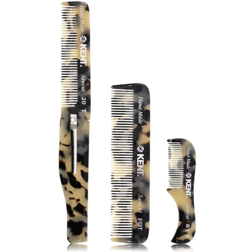 Vista 10 de Kent Set de peines de bolsillo para el cabello para hombre, 81T XS, dientes finos FOT, peine plegable de dientes finos 20T. El mejor kit de aseo
