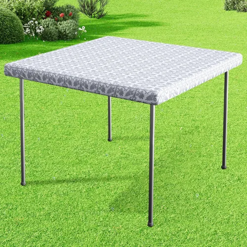 Vista 32 de Misaya - Mantel de vinilo rectangular, mantel elástico con respaldo de franela, 100% impermeable, cubierta de plástico para mesas plegables de 4