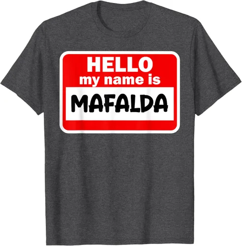 Vista 24 de Mafalda Hello Hi My Name Is Camiseta con nombre en camiseta personalizada, Negro