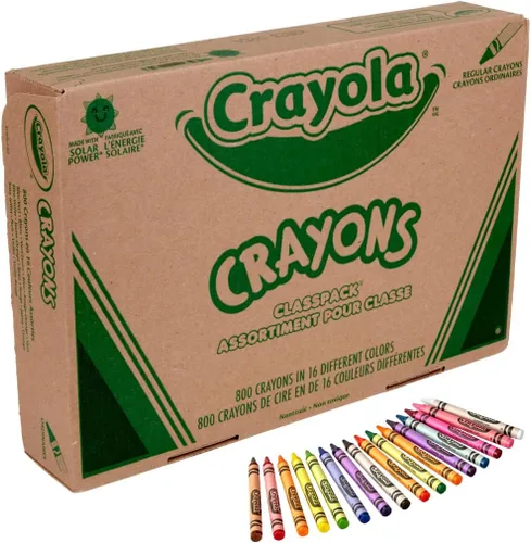 Vista 6 de Surtido Crayola pack de clases, 800 ceras de tamaño regular, 16 colores diferentes (50 cada uno), ideal para aulas, educativo, herramientas