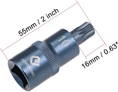 Vista 2 de uxcell 1/2" Drive x M10 (0.394 in) Triple Square Spline Bit Socket, S2 Brocas de acero, enchufes CR-V de 2" de longitud (solo para uso manual), 2