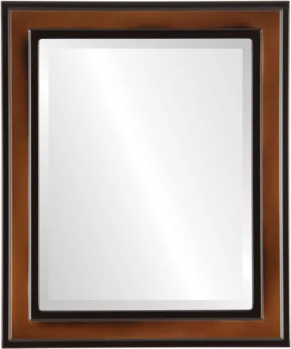 Vista 14 de OVALCREST Espejo de pared biselado rectangular para decoración del hogar, estilo Wright - Oro champán - Dimensiones exteriores de 16 x 20 pulgadas