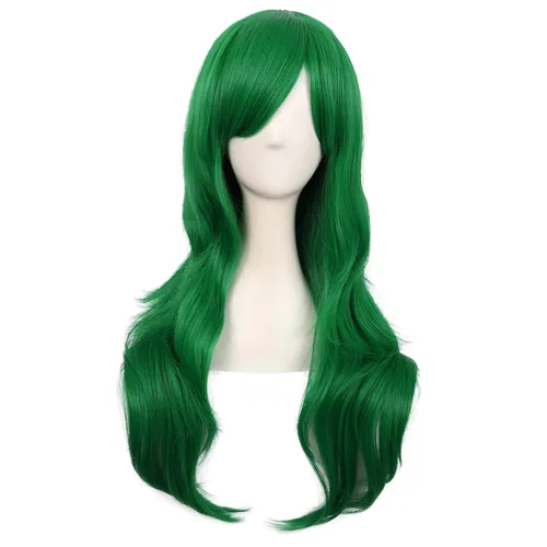 Vista 26 de MapofBeauty - Peluca larga de extremos rizados para cosplay, de 28 pulgadas, para mujer, color Azure Azul celeste