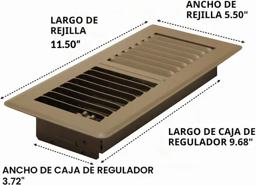 Vista 4 de Decor Grates PG410-BWN-8 Pro Rejillas Registro de piso de acero, 4 x 10 pulgadas, marrón