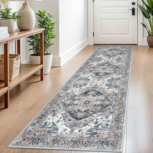 Vista 54 de SIILOOM Alfombra lavable de 2 x 3 pies, alfombra suave color taupe ceniza para entrada, tapete antideslizante para puerta de interior, tapete