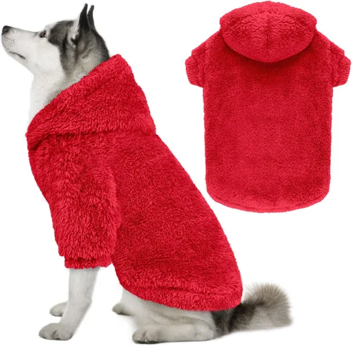 Vista 20 de Suéteres de vellón y sherpa para perros pequeños, mullidos, suaves, de doble cara, afelpados, con capucha, negro, XS
