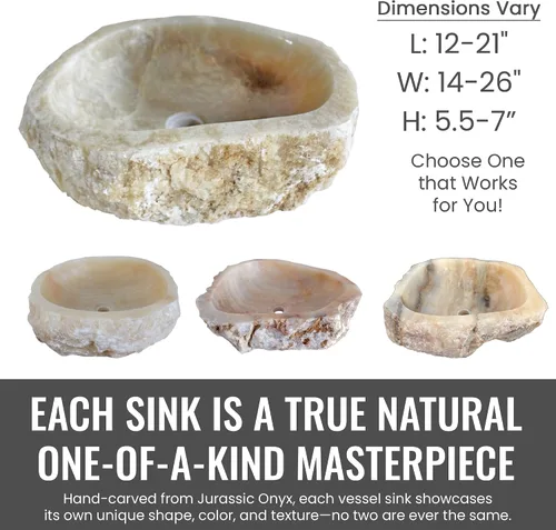Vista 2 de Eden Bath Jurassic Onyx - Fregadero de forma variable, lavabo de piedra pulida con exterior natural