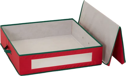 Vista 5 de Household Essentials - Envase de almacenamiento para coronas navideñas de 24 pulgadas, con asas, lados resistentes, mantiene las coronas libres