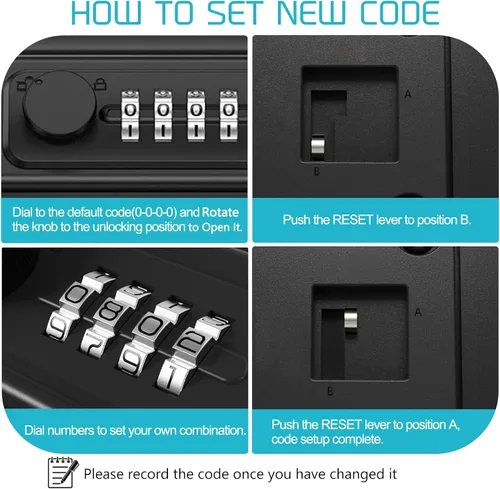 Vista 6 de Caja de seguridad con código, mini caja de seguridad portátil con combinación de cadena extraíble, caja de bloqueo antirrobo, caja de seguridad