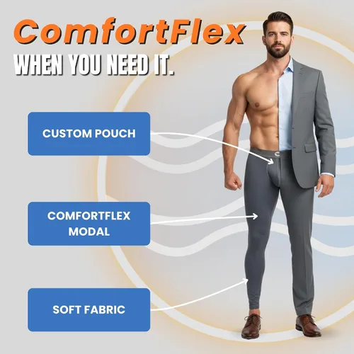 Vista 5 de Pantalones de Compresión Real Men Modal ABCD Pouch - 1 Paquete, Leggings Modales para Hombres, Pantalones de Yoga, Mallas, Capa Base para Clima Frío