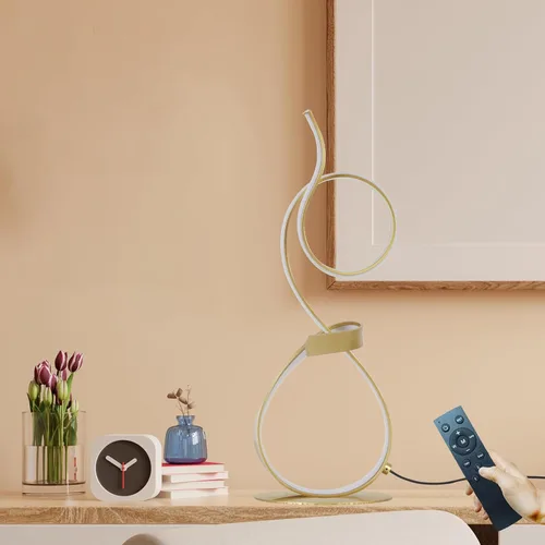 Vista 7 de Lámparas de mesa LED de 21 pulgadas, 20W, 2700 lm, modernas, con control táctil de 3 colores, regulables, para sala de estar, dormitorio (dorado)