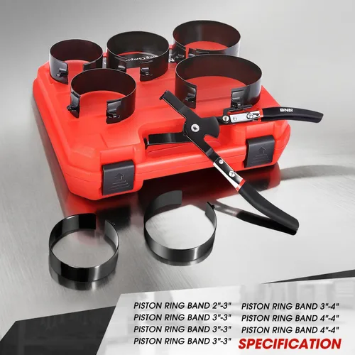 Vista 2 de Juego de compresor de anillo de pistón de motor DNA MOTORING con alicates de compresión y 7 anillos de pistón (2-7/8" - 4-5/8") - para kit