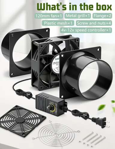 Vista 7 de Ventilador de escape de 4.724 in x 1.496 in 12 V con extractor