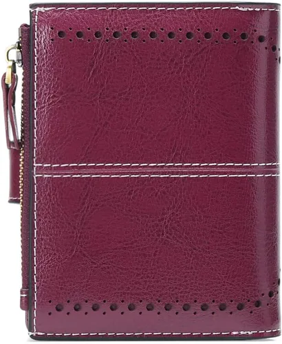 Vista 8 de SENDEFN - Cartera de piel auténtica para mujer con protección RFID y caja de regalo Púrpura Moderno