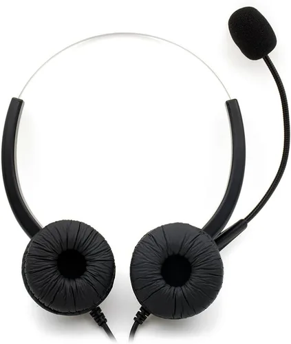 Vista 4 de Auriculares USB binaurales con cable para centro de llamadas manos libres con cancelación de ruido, con micrófono, cable con enchufe USB, control