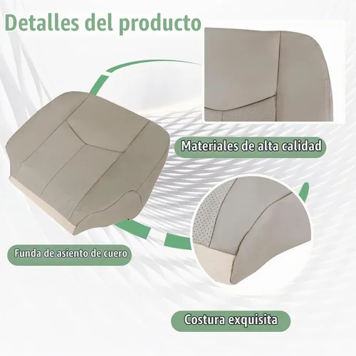 Vista 4 de Priprilod Funda de asiento de repuesto inferior del lado del conductor de cuero de microfibra perforado color tostado #152 compatible con Cadillac