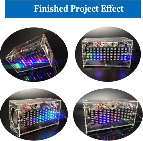 Vista 5 de MiOYOOW Spectrum DIY Kit de altavoces Bluetooth, proyecto electrónico para adultos with Music Spectrum LED Display, DIY Stereo Amplifier Kit