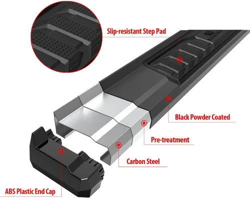 Vista 5 de APS Estribos Nerf estilo OE negro compatibles con Toyota Tundra 2022-2024 doble cabina