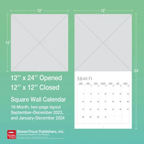 Vista 6 de Aurora Borealis Les aurores boréales 2024 12 x 24 Inch Monthly Square Wall Calendar Foil Stamped Cover EnglishFrench Bilingual BrownTrout USA