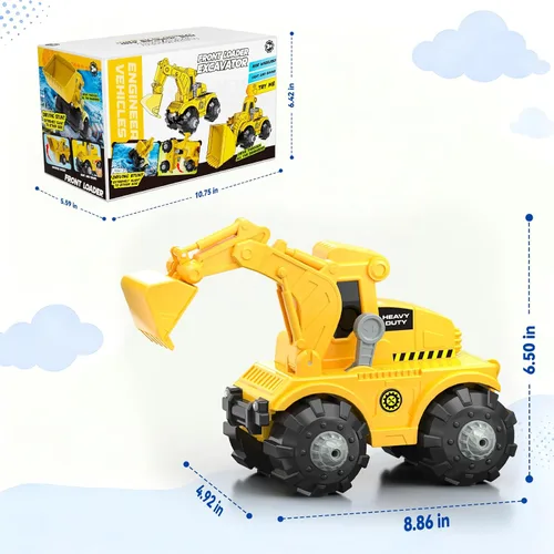 Vista 3 de Excavadora motorizada de juguete para niños de 3 4 5 6 7 8 años