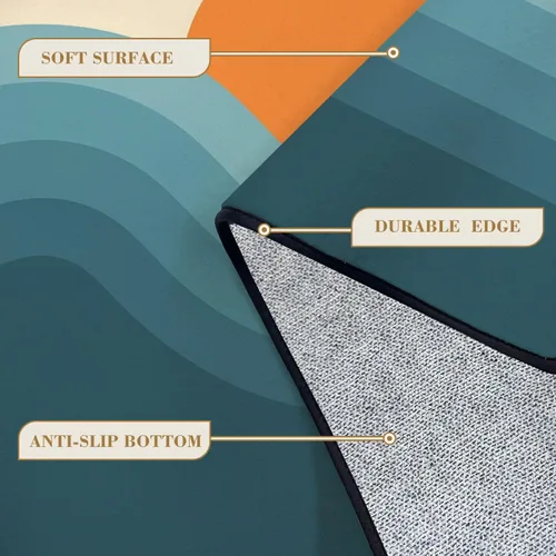 Vista 5 de 6x9 Area Rugs Rugs for Bedroom Washable Rug Retro Abstract Sunset Landscape 70s Style mid Century Modern Carpet Carpet for Bedroom Living Room