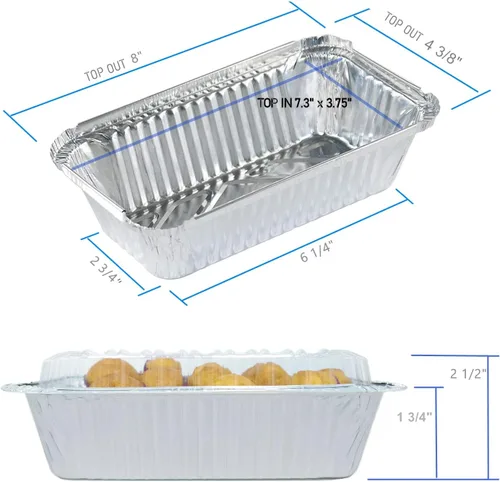 Vista 2 de Molde Desechable para Pan con Tapa para Hornear - Moldes Desechables para Pan de 1.5 Lb - Moldes para Pastel de Carne - 50 Moldes de Papel