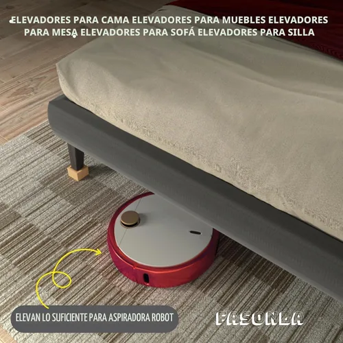 Vista 7 de FASONLA Elevadores de cama (juego de 4) – Elevadores de muebles de madera maciza de roble elevadores de altura de 2 pulgadas con agujero empotrado