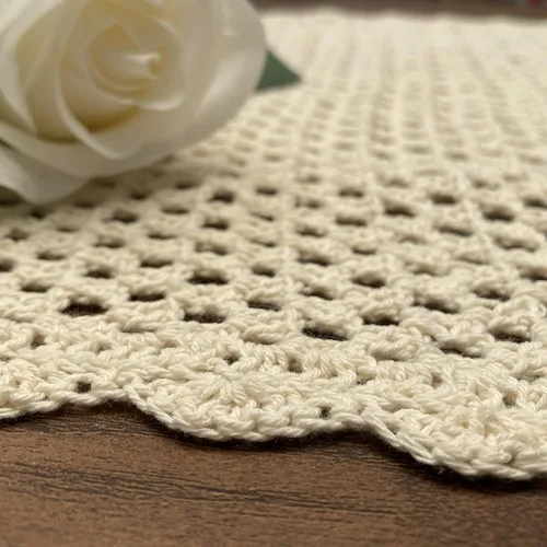 Vista 5 de Hsvanyr Mantel pequeño de algodón de ganchillo beige para mesa, protector rectangular para mesita de noche, cómoda para dormitorio, 12 x 17 pulgadas