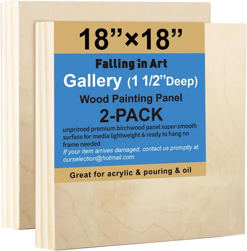 Vista 12 de Falling in Art Paquete de 2 paneles de lienzo de madera sin terminar, kit de paneles de madera de abedul de galería de 5 x 5, tablas de cuna de arte