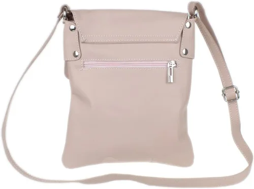 Vista 3 de Bolso de hombro cruzado de cuero suave italiano para mujer con cremallera