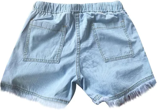 Vista 6 de Pantalones cortos de mezclilla con dobladillo deshilachado para mujer, pantalones cortos de mezclilla con detalles rasgados y pantalones cortos