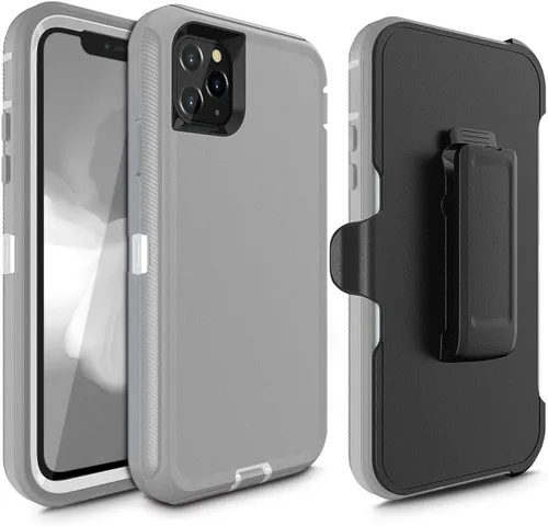 Vista 12 de Defender - Funda diseñada para iPhone 13 Pro Max, funda protectora híbrida a prueba de golpes, diseño de doble capa, cubierta de clip para cinturón