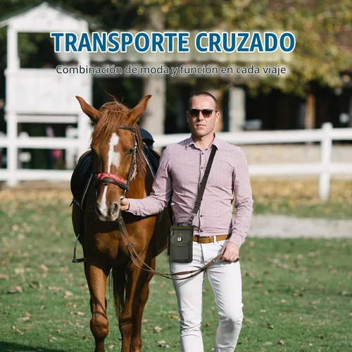 Vista 6 de Ranboo - Bolsa cruzada pequeña para cinturón de viaje, funda para teléfono celular, bolso para hombre