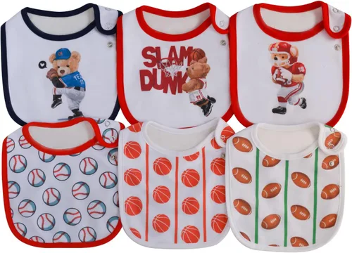 Vista 8 de Maiwa - 6 paquetes de baberos impermeables de algodón para bebés, niñas y niños, con broches para babeo y alimentación Multi0601