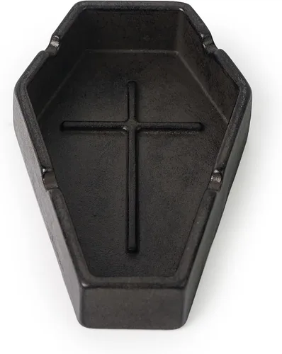 Vista 3 de DreamsEden Cenicero de metal lindo, ataúd decorativo, regalo divertido para hombres fumadores, pequeño cenicero portátil de metal pesado, decoración