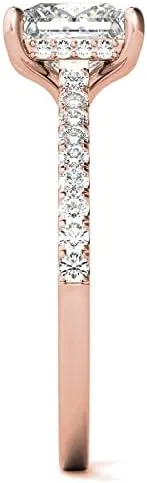 Vista 7 de IGI - Anillo de compromiso de diamantes de talla princesa blanca de 0.80 quilates con certificación IGI en oro rosa amarillo blanco de 14 quilates