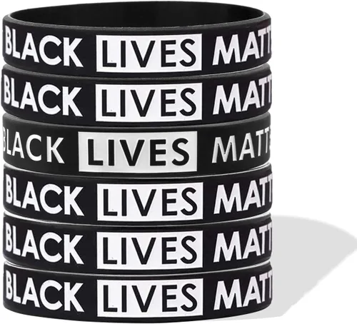 Vista 6 de Black Lives Matter pulsera de silicona pulseras de goma negro brazalete pulsera 10 piezas