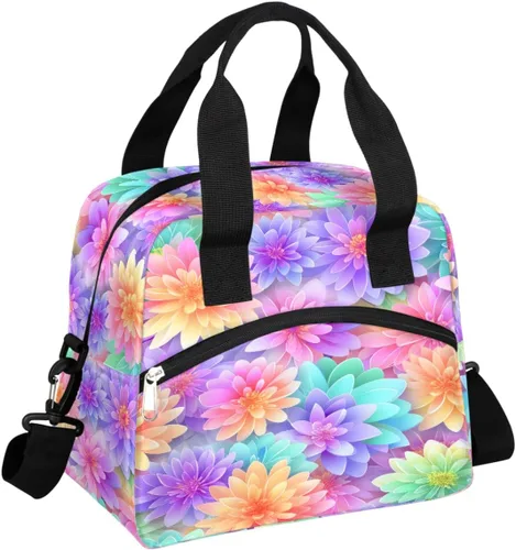 Vista 24 de Pardick Bolsa de almuerzo aislada con diseño de galaxia colorida para mujeres y hombres y adultos, con purpurina, grande, hielera, térmica A01