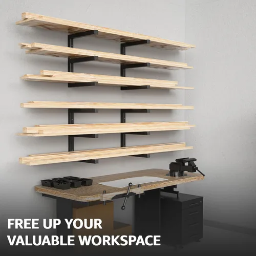 Vista 5 de YYR Organizador de madera y estante de almacenamiento de madera, estante de metal resistente con 6 niveles que soporta hasta 1200 libras, uso