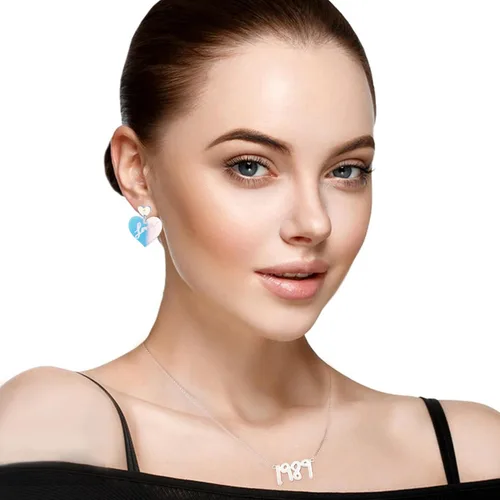 Vista 3 de Ubosst Taylor - Juego de collar y aretes inspiradores de amistad para niñas y mujeres, regalo de Taylor Lover, accesorios de joyería para fanáticos